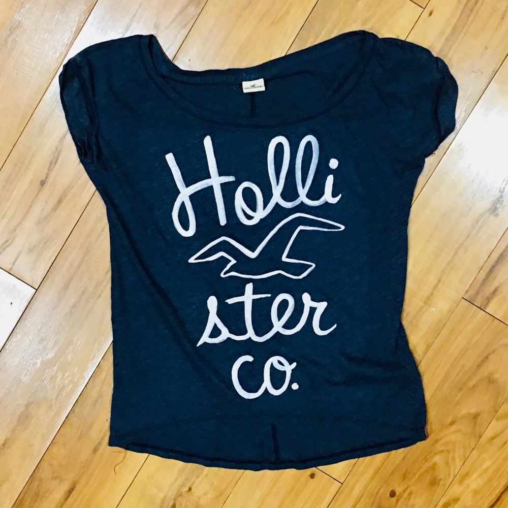 Hollister Cali blue raglan style tee shirt top summer beach surf